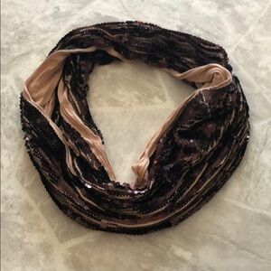 Express brown sequins shiny sparkly infinity scarf
